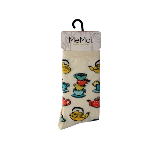 Ivory Tea Time Bamboo Crew Socks