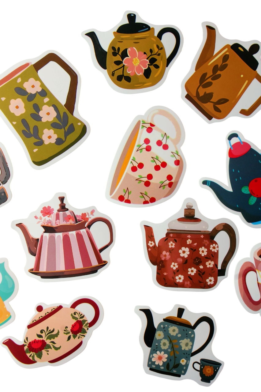 Teapot Sticker Teapot Floral Stickers – Jackson Avenue Tea Company