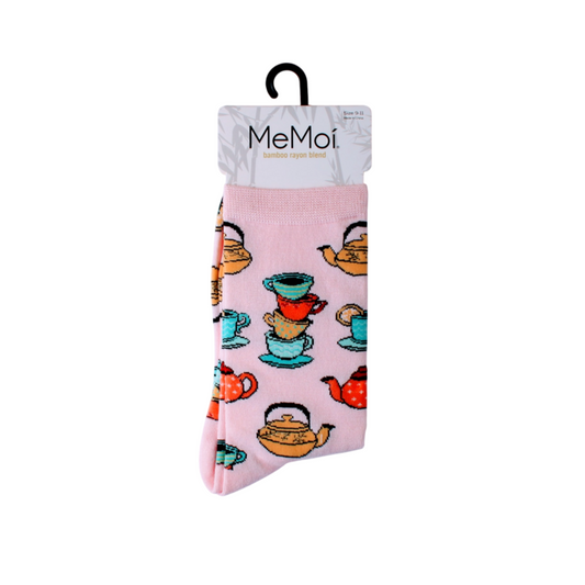 Pink Time for Tea Crew Socks